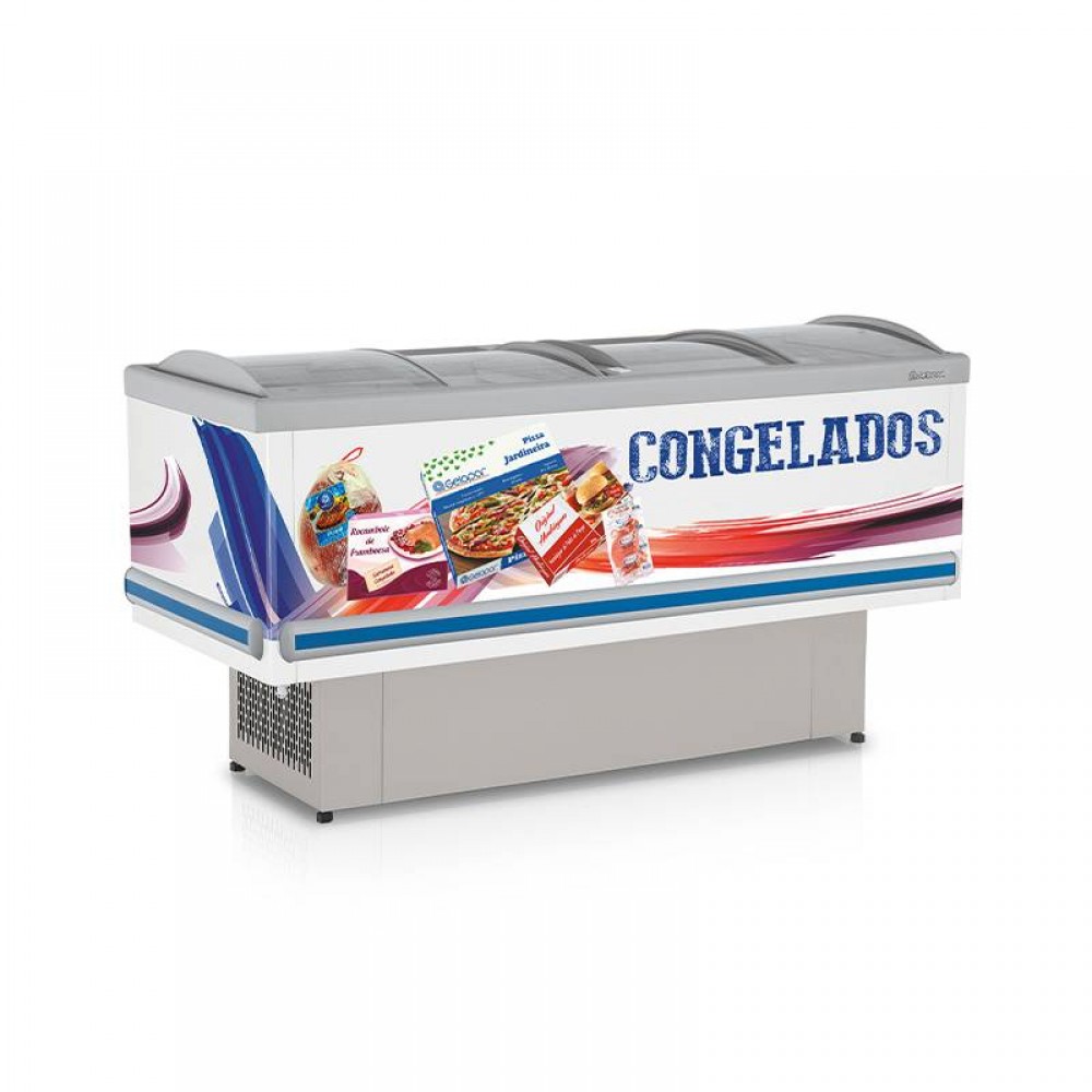 GESV 190R EXPOSITOR ILHA TOP DUPLA ACAO VIDRO CURVO DESLIZANTE